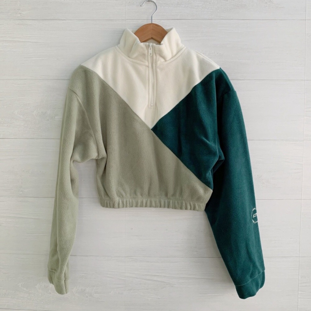 Topshop Green pieced fleece jacket